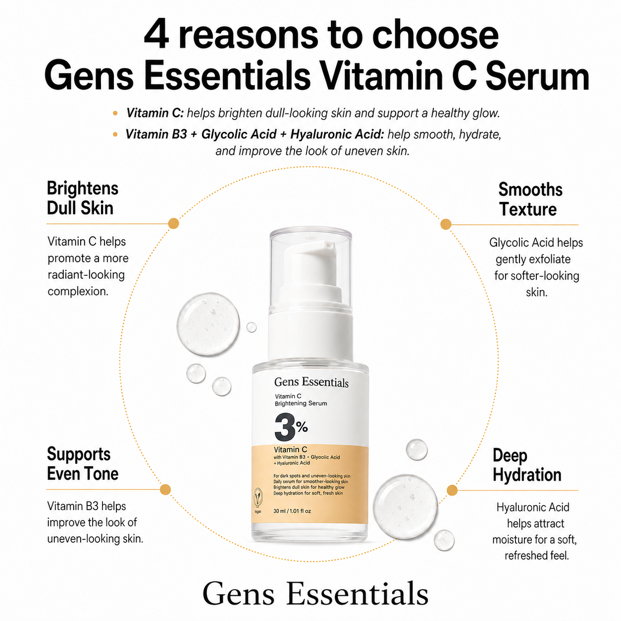 Vitamin C Brightening Serum for Dark Spots & Dull Skin Gens Essentials  0f2x2x-xp.myshopify.com