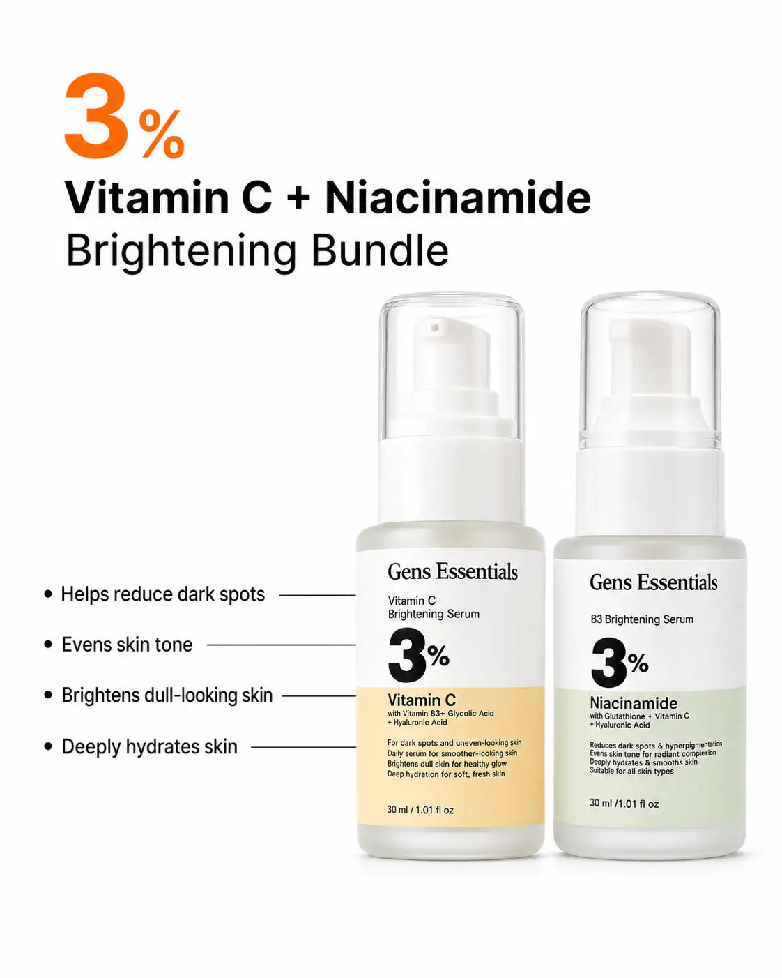 Bright Skin Duo — Vitamin C + B3 Brightening Serum Bundle for Dark Spots Gens Essentials  0f2x2x-xp.myshopify.com