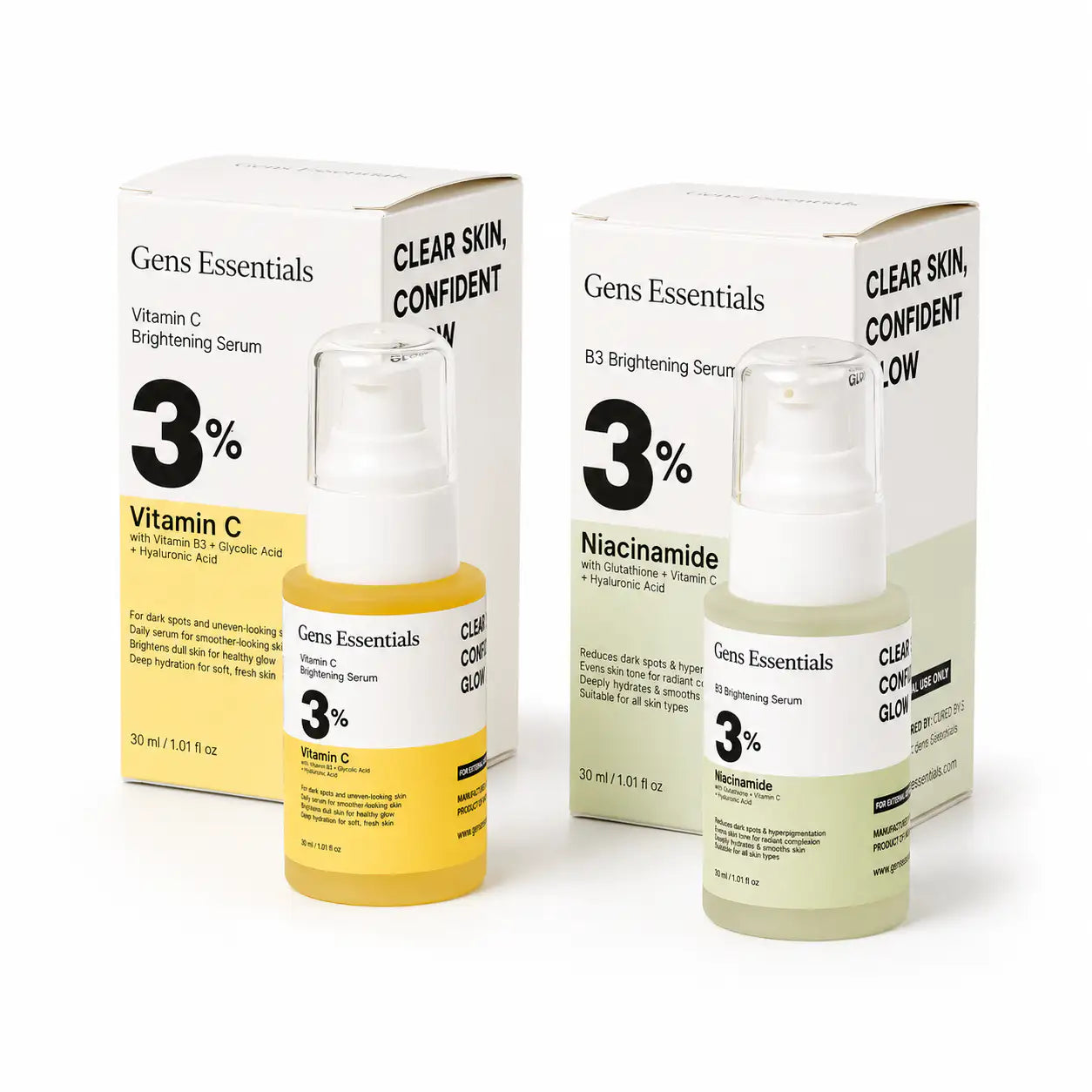   Brightening Skin Bundle — Vitamin C + B3 Brightening Serum Bundle Gens Essentials  Gens Essentials