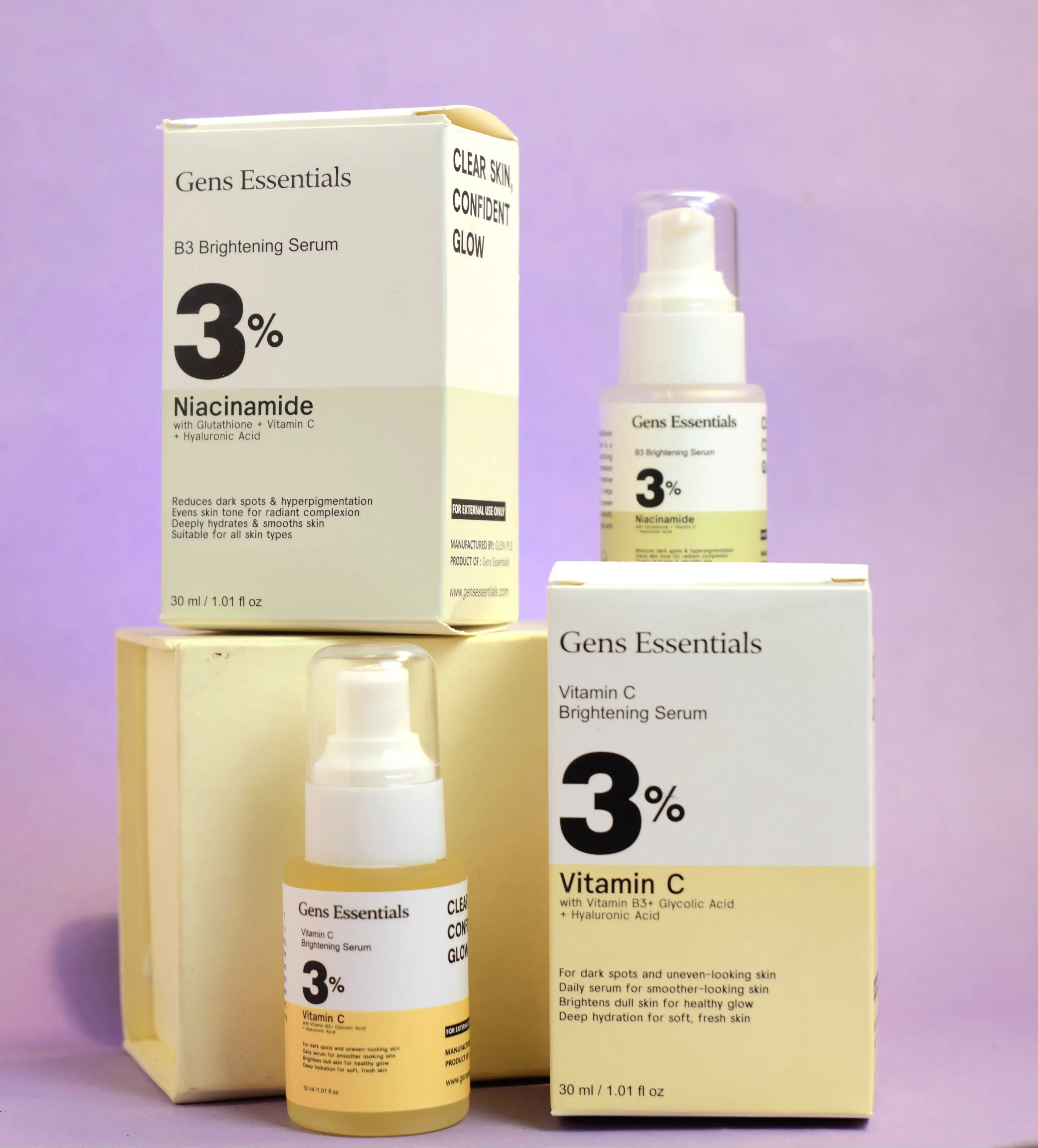   Brightening Skin Bundle — Vitamin C + B3 Brightening Serum Bundle Gens Essentials  Gens Essentials