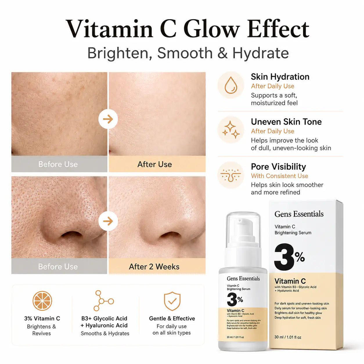 Vitamin C Brightening Serum for Dark Spots & Dull Skin Gens Essentials  0f2x2x-xp.myshopify.com